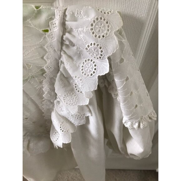 1980's The Eastside Clothing Company White Eyelet Floral Lace Blouse High Neck - Picture 5 of 6